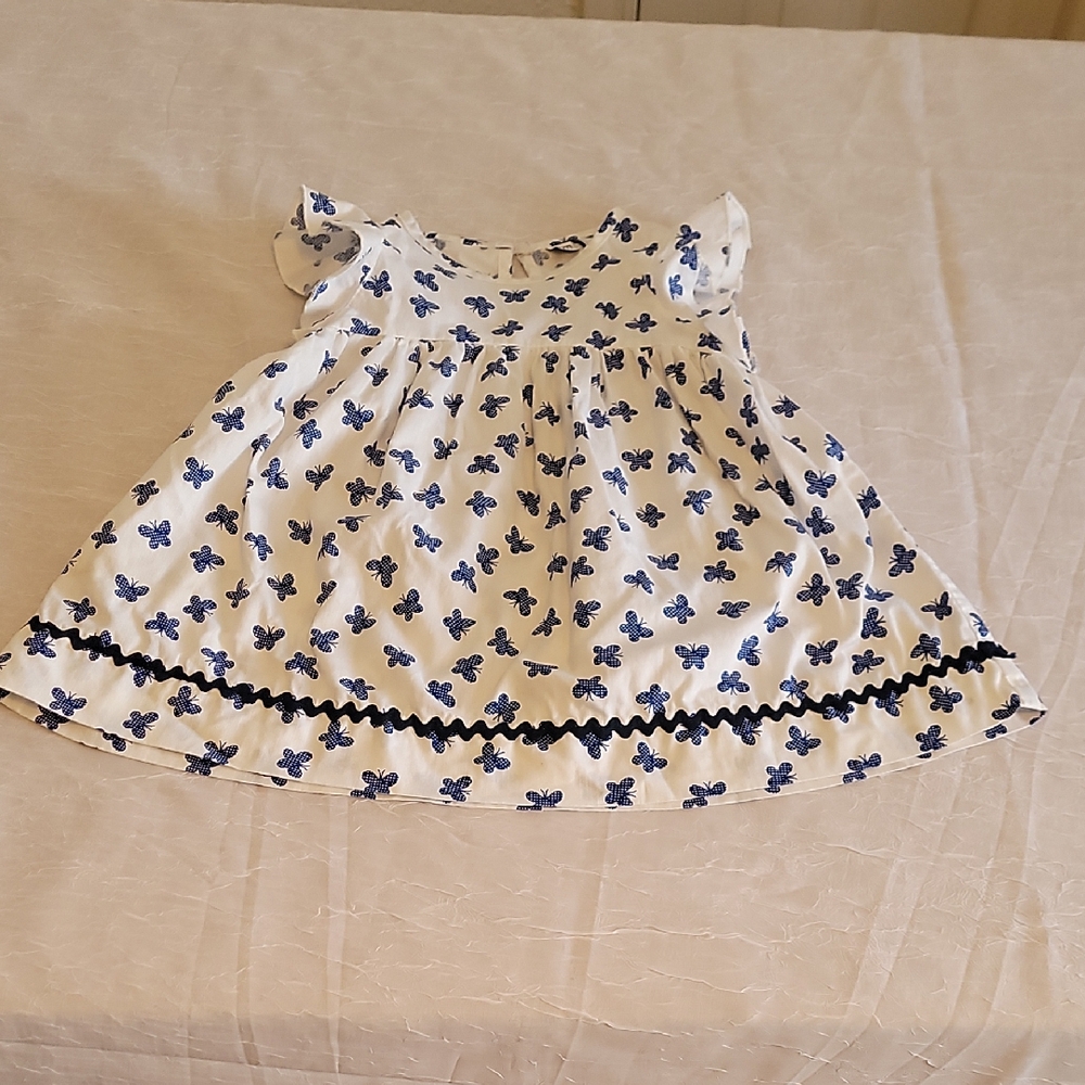 Busy Bee White and Blue Floral Baby Dress 12M